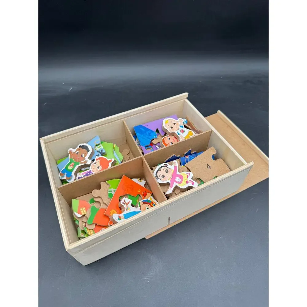 Cocomelon Set of 4 Puzzles by Moonbug Wooden Jigsaw Pre-school Age